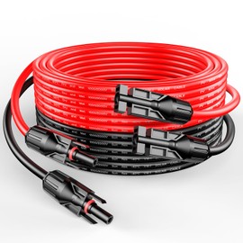 RICH SOLAR 10 Gauge 10AWG One Pair 20 Feet Red + 20 Feet Black Solar Panel Extension Cable Wire with Female and Male Connectors(20FT 10AWG)