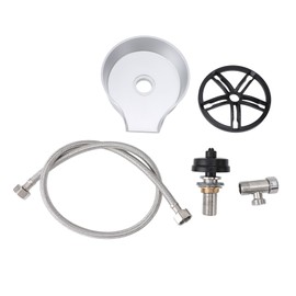 Glass Rinser Automatic Rotating Efficient Cleaning G1/2 Sink Cup Washer for KTV Bar Milk Tea Shop Silver ABS Basin+US Plug 9/16 Soft Hose Tee