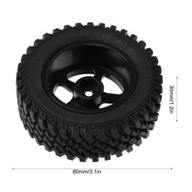 MN86 1/12 CarRed Aluminum Wheel Hub Rubber Tire RC Parts Replacement Wheels Set of 4 (Black)