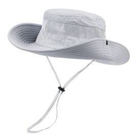 Durio Sun Hat for Men and Women - Outdoor Summer Hiking Hat UV Protection Bucket Cap with Chin Strap Fishing Hat Safari Hat Foldable Mesh Wide Brim Camping Hat, lightgrey