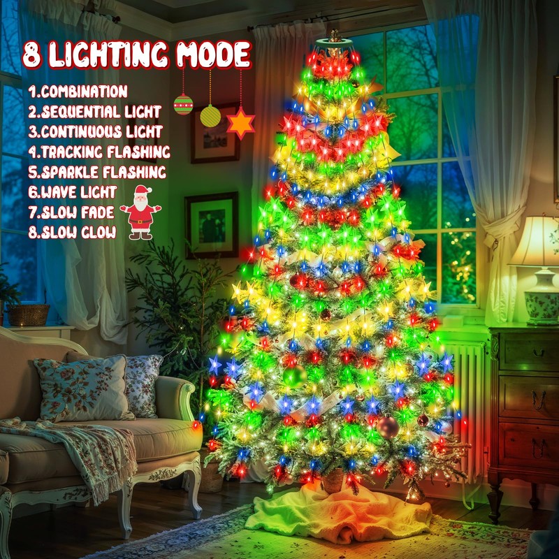Etopgo Christmas Tree Lights with Star,2M 16 Lines 400LED Christmas