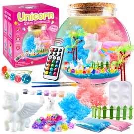 Hamiface Light-Up Unicorn Terrarium Kit for Kids, Unicorn Toys, LED Night Light, Grow Plant, Paint Set, Arts & Crafts Kit for Little Girls & Boys Age,3 4 5 6 7 8 Old Girls Gifts Christmas Birthday