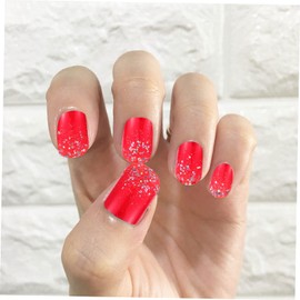 Beavorty 48 Pack Short Square Red Glitter Fake Nails French Tip Press Nails for Women