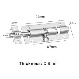 RICHSUM 3 Pack 4 Inch Stainless Steel Door Lock Bolts, Security Slide Latch with Strong Steel Barrel Bolt, Ideal for Bathroom Bedroom Home Toilet Yard Garden