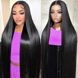 24inch Lace Front Wig Human Hair 13x4 Straight Wigs Human Hair 220 Density Black Human Hair Wigs for Black Women