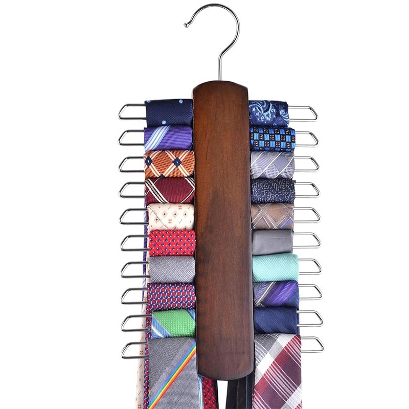 【WOODEN 360 DEGREE ROTATING ORGANIZER】20 PCS CLOSET STORAGE CAPACITY FOR