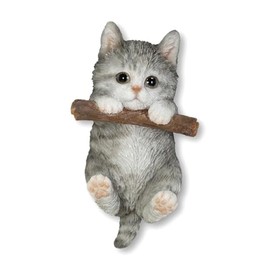 Uvia H23076 Sabatra Cat Grabbing Wooden Stick Magnet 1.9 x 0.9 x 3.3 inches (4.8 x 2.3 x 8.5 cm) Doll Figurine Figurine Figurine Animal Garden Decoration Realistic Cute Cat