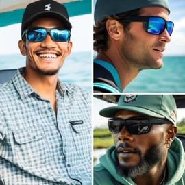 MAXJULI Z87 Sunglasses Men for Big Wide Heads TR90 Lightweight for Driving Sports UV400 Protection Sun Glasses Z8233 (Black/Grey)