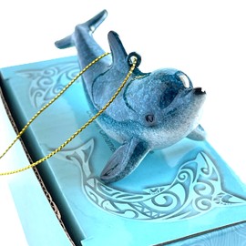 Christmas Ornaments - Home Decor - Hand-Painted Blue Sea Turtle - Best for Tree Hanging, Bathroom Decorations, Stocking Stuffers, Scuba Lovers and Ocean Enthusiasts (Dolphin (Solo))