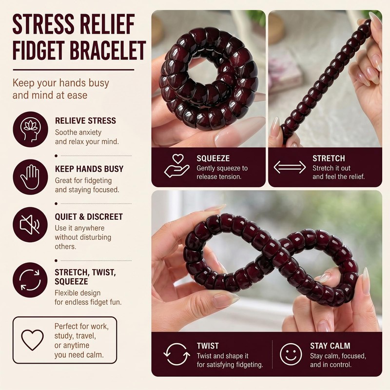Frodete Bodhi Fidget Bracelet Seed Stretch Anxiety Relief Healing Jewelry