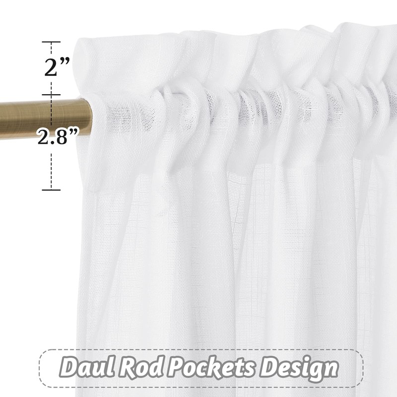 RYB HOME White Semi Sheer Curtains 84 inches Long -