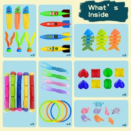 Mormore 42pcs Pool Toys - Diving Toys Variety with Storage Bag - Teens & Adults - Underwater Swimming Games & Practice Diving