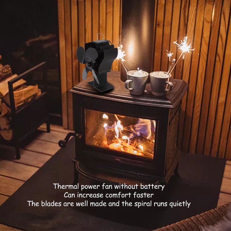 Heat Powered Stove Fan Self Starting Heat Resistant Aluminum Alloy