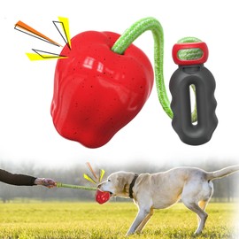 Midragan Dog Chew Toys for Large Medium Breed Dog, Durable Dog Squeaky Toys for Aggressive Chewers, Natural Rubber Dog Toys(Red,Large)