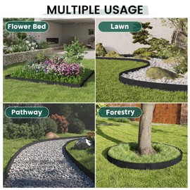PROWORX 5 Pack Metal Landscape Edging, 42”L x 7”H Black Bendable Steel Lawn Garden Edging Border, No Dig Edging for Landscaping Yard Pathway (16.5 Ft Total)