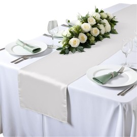 Elegant Event Essentials - Polyester Table Runner - For Spring Party, Wedding, Reception, Banquet, Home Dining Space Christmas Decoration (White, 12 Inch X 108 Inch)
