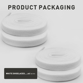 UamGlsob 2Pairs Shoelaces for Veja Sneakers, Cotton Flat Solid Color Athletic Shoe Laces Replacement Strings for Men Women (White, 47"/120cm)