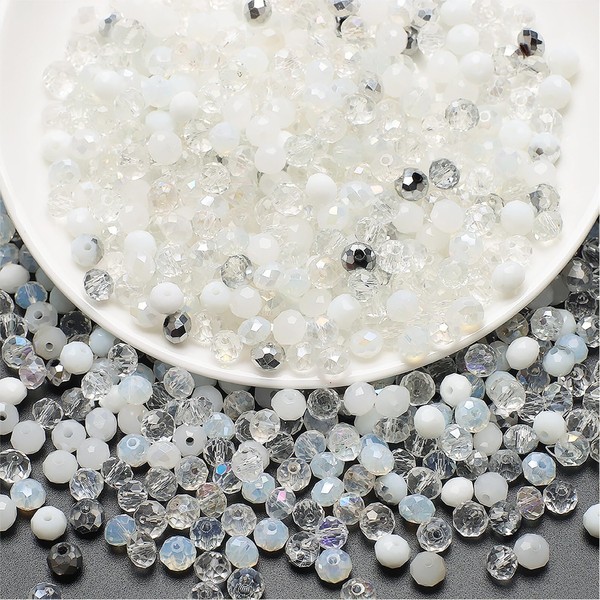 Tibapla 500 Pcs Faceted Glass Beads, 4mm Crystal Glass Beads,