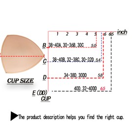 WMugthome 3 Pairs Sewn Bra Pads Push Up of Triangle Inserts for Replacements Bikini Top and Sports Swimsuit Bra Inserts(Beige-D CUP)