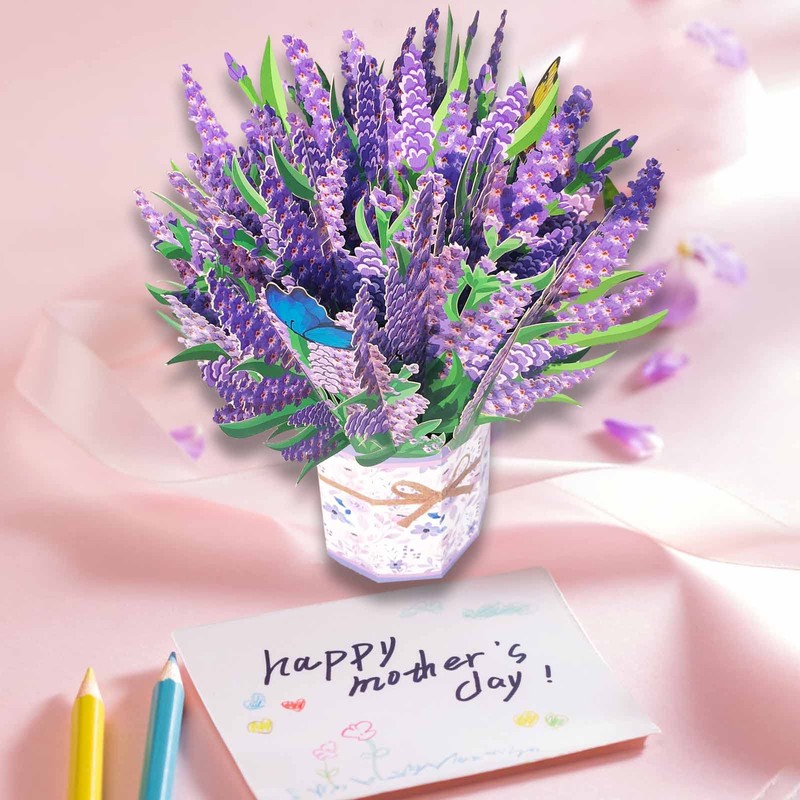 Domore Mothers Day Pop Up Cards, Floral Arrangement 3D Popup