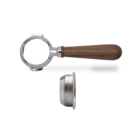 Lelit PLA580W LELIT58 Bottomless Portafilter with Wooden Handle, Stainless Steel, Fine Walnut Handle (58.55 mm)
