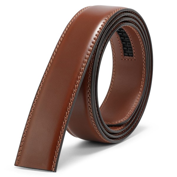 JASGOOD Men's Leather Ratchet Belt Strap without Buckle, Replacement Leather