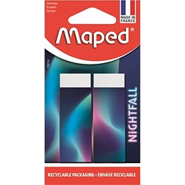 MAPED - Set of 2 Nightfall Erasers - Dust-Free Erasers - PVC and Phthalate Free - Made in France