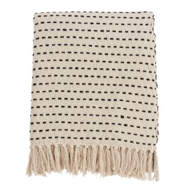 SARO LIFESTYLE Stitched Line Throw, Ivory, 50"" x60 (TH818.I5060)