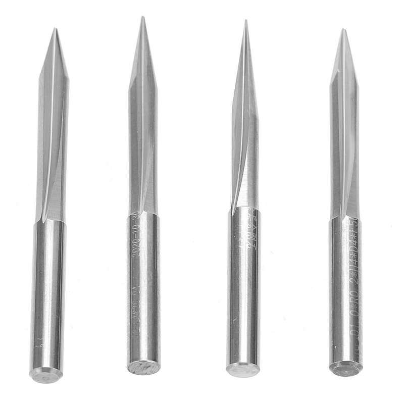 4Pcs VShaped Carving Cutter 2Edged Engraving Bit 4x0.4x15°/4x0.4x20°/4x0.4x25°/4x0.4x30°