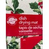 Christmas Dish Drying Mat with Holly and Berries on Front