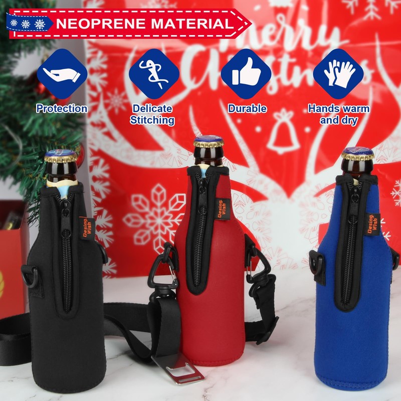 Desing Wish 3 Pack Beer Bottle Cooler Sleeves with Adjustable