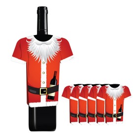 5pc Holiday Wine Gift Tags - Funny Santa Christmas Paper Bottle Cover (Santa Tags)