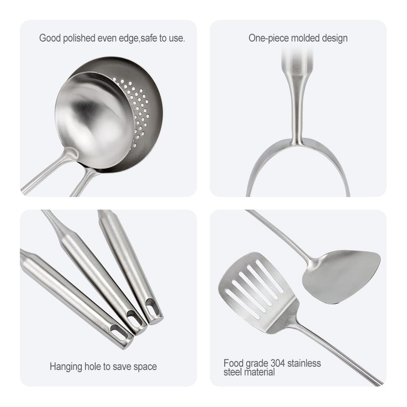 304 Stainless Steel Kitchen Utensils Set, 11PCS Metal Cooking Tools,