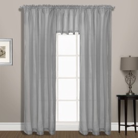 United Curtain Summit Sheer Voile Straight Valance, 56" x 14", Silver