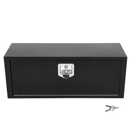 Heavy Duty Steel Plated Underbody Truck Tool Box with T-Handle Lock, Waterproof Tongue Box for Storage with Smooth Surface for Truck, Pickup, RV, Trailer - Black, 36" x 12" x 14" Inch