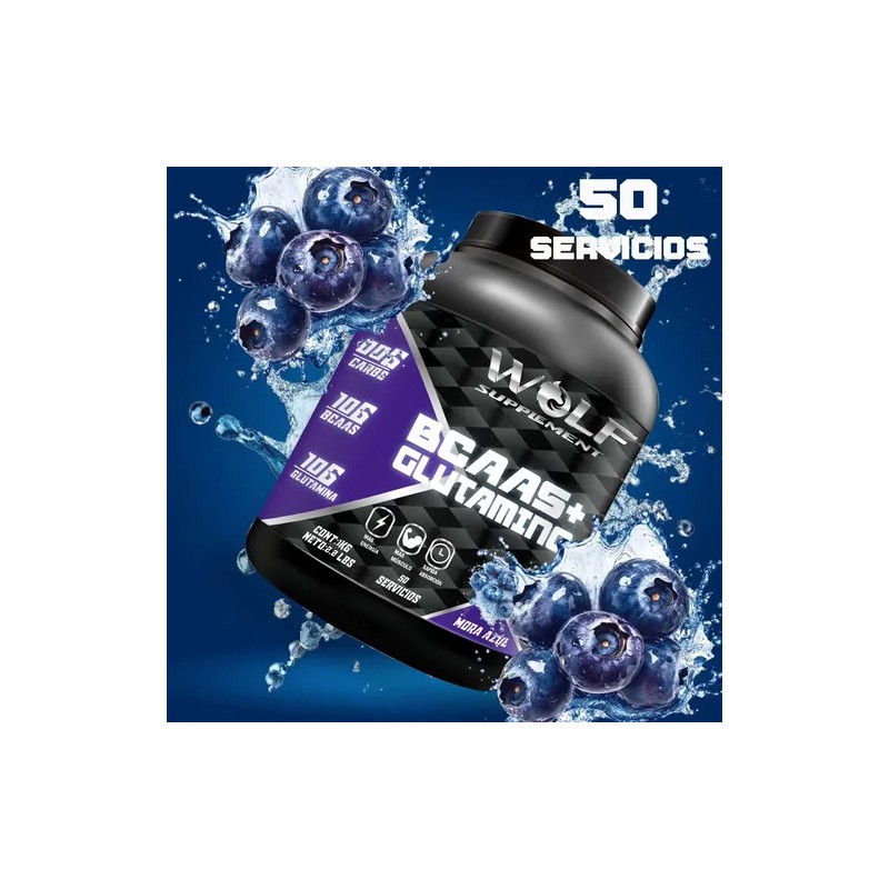 Aminoácidos Bcaas + Glutamina Wolf 1kg Varios Sabores