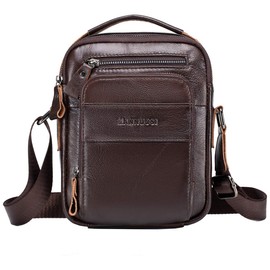 MANNUOSI Men's Shoulder Bags Business Leisure Travel Handbag Genuine Leather Vintage Handbags, brown, vintage