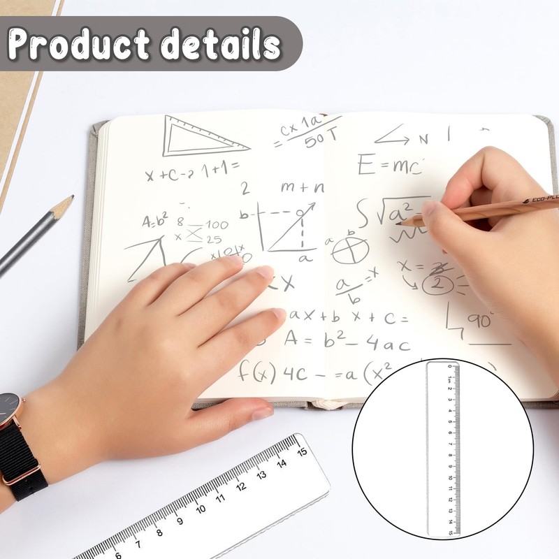 5-Piece 15cm Clear Plastic Ruler Set, Perfect for School &