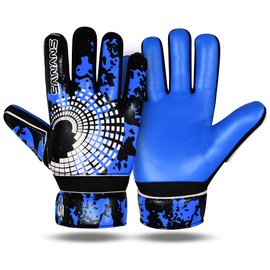 SAWANS Football Goalkeeper Gloves Boys Kids Children Youth Adult Soccer Goalie Gloves Strong Grip Palms Wrist Support Junior Anti Slip (Blue, Size 5 Suitable For 9 to 12 Years Old)