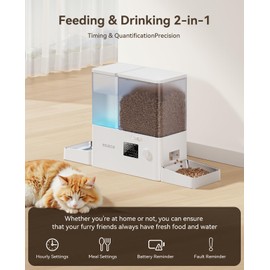 Rojeco 2-in-1 8.5L Automatic Cat Feeder and Water Dispenser, 5L Food Capacity, 3.5L Water Capacity