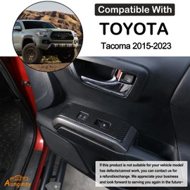 Aunginsy Car Door Window Glass Lift Button Panel Trim Cover Compatible with Toyota Tacoma 2016-2023 Front and Rear 4Pcs Doors Armrest Window Control Power Switch Decorative Frame Sticker Accessories