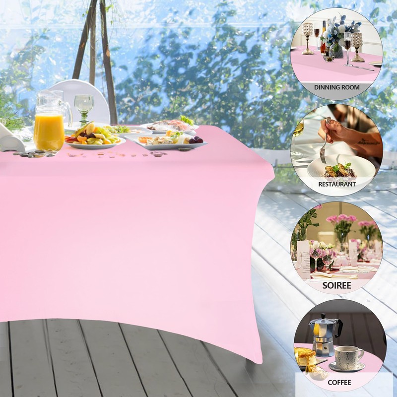 Ocves 4ft Tablecloth Stretchable Rectangular Spandex Tablecloth, Washable Stretch Table