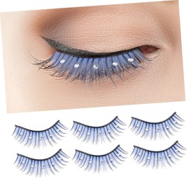 Ipetboom Sets Long Fluffy Eyelash Extensions Rhinestones Dramatic False Lashes for Festival and Cosplay Pairs