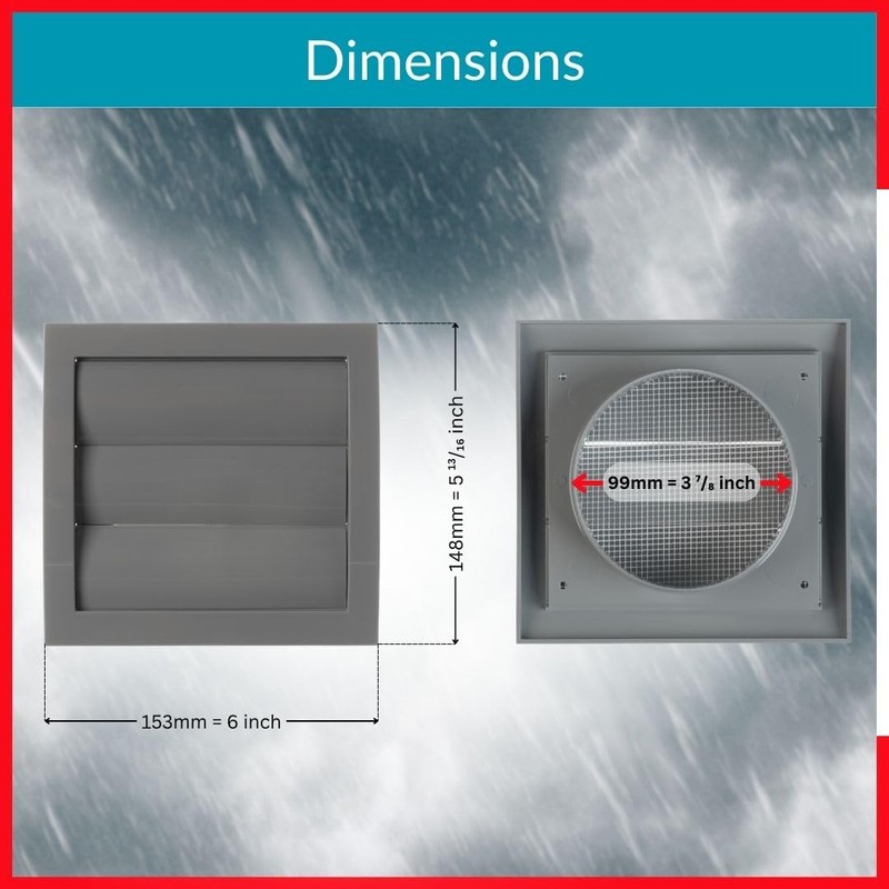 TURvent 4" inch Dryer Vent Cover Outside - ABS Plastic