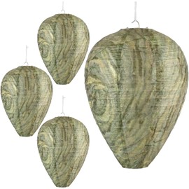 Pack of 4 Fake Wasp Nest, Mini Wasp Nest, Hanging Hornet Nest, Weatherproof Wasp Nest Bait for Home, Garden and Outdoor (Light Green)
