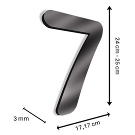 GOYAPRINT House Number 25 cm House Number Sign Black Numbers for Signage Houses, Rooms, Offices etc (Number 7)