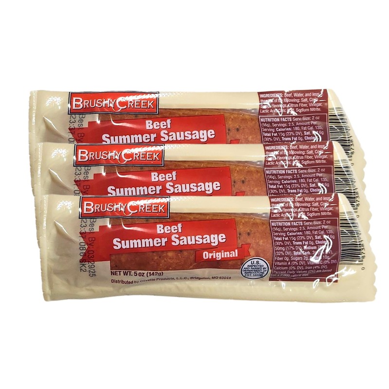 Brushy Creek Beef Summer Sausage Original, 5 oz, 3 Pack