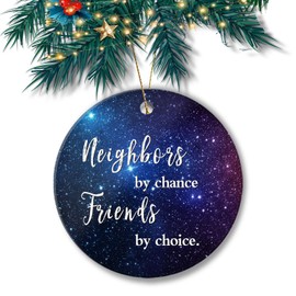 Christmas Ornament 2024 Round Christmas Keepsake Christmas Tree Ornaments 3in - Neighbors by Chance Friends by Choice Blue Starry Sky