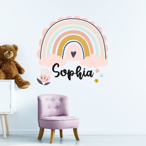 Rainbow with Desired Name Wall Sticker V263 Personalised Sticker Children's