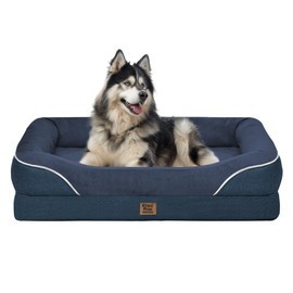 Washable Orthopedic Large Dog Bed - Extra Large Dog Bed with Bolsters Removable Orthopedic Foam Support Dogs Beds for XL Large Size Pet with Waterproof Cover Non-Slip Bottom